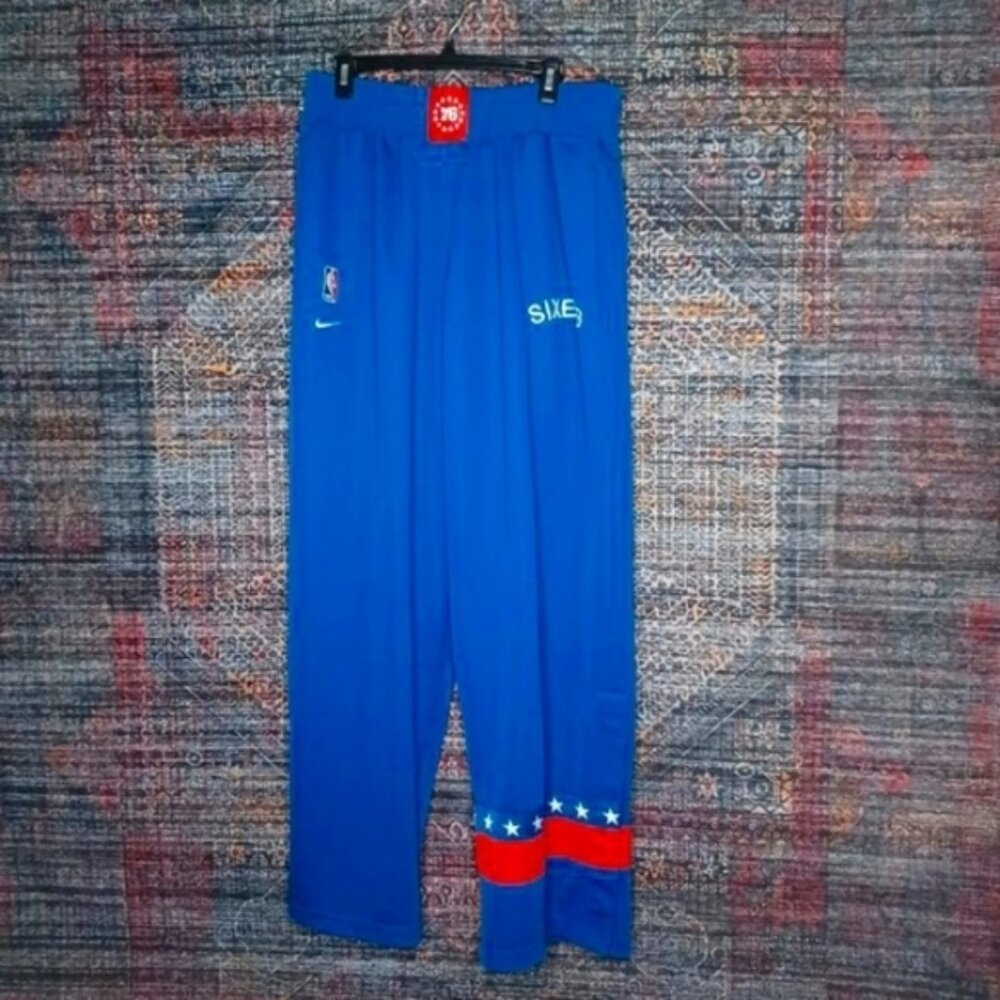 Vintage Nike men Philadelphia 76ers retro sewn snap NBA warm up pants XXLx34 EUC